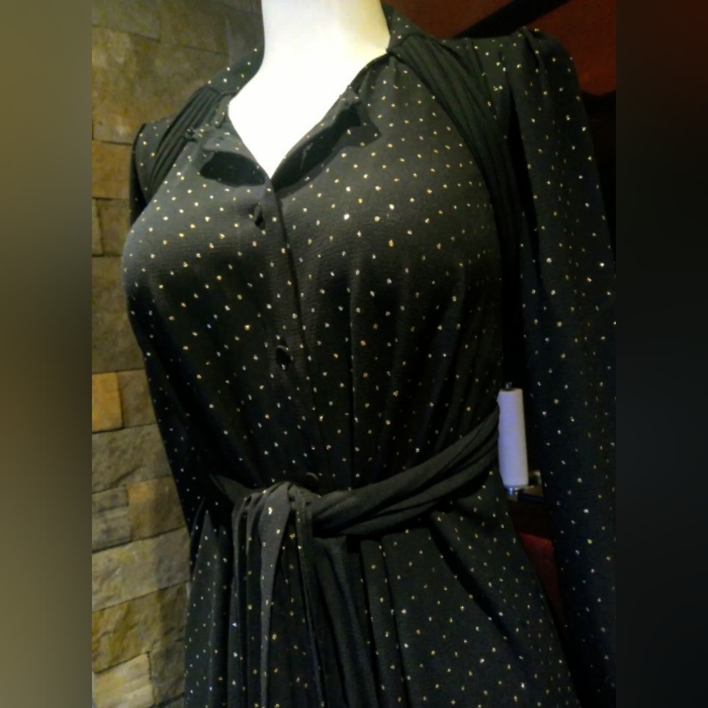 Elegant Black Polka Dot Dress